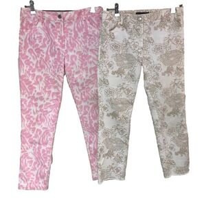 Lot of 2 Elliott Lauren Womens Crop Jeans USA Camo Floral Denim Casual‎ Size 2